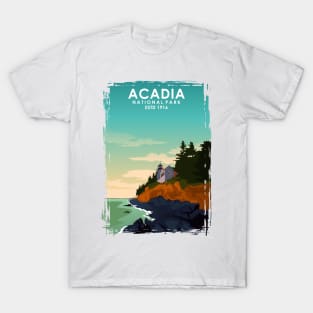 Acadia National Park Vintage Minimal Retro Travel Poster T-Shirt